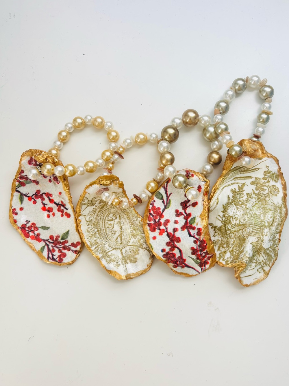 Handmade Set of 4 Oyster Napkin Rings/Bottle Decor/Ornaments